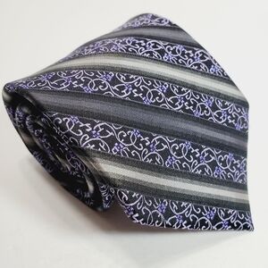 Enro Platinum Purple Stripe Men's Designer Silk Necktie Jacquard Fabric